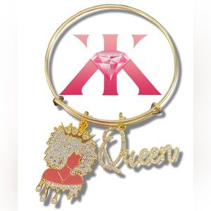 Custom “Queen” Charm Bangle Bracelet